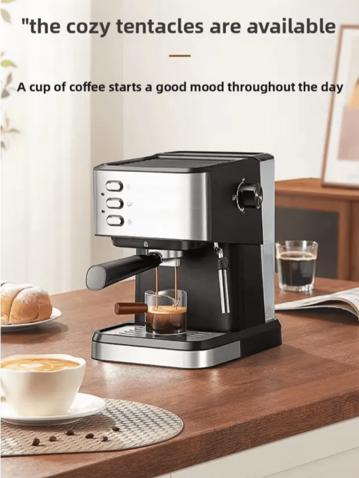 110V 20bar Italian Espresso Coffee Maker - 1.5L Cappuccino Machine | Meetoyo