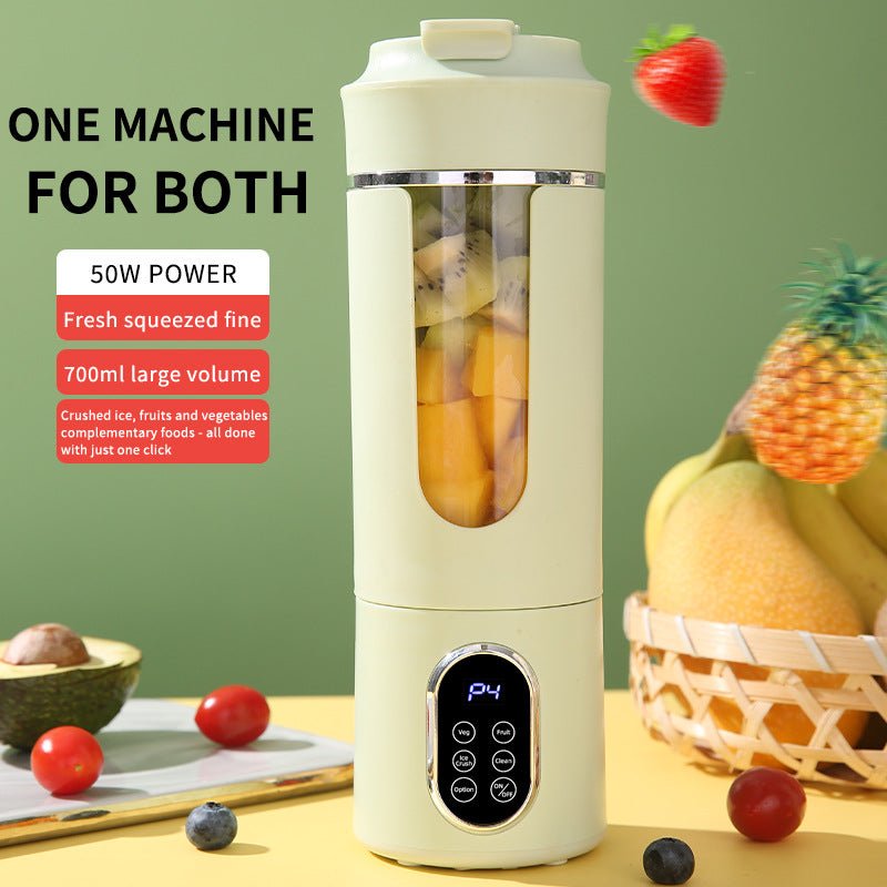 2-in-1 Portable Rechargeable Blender Cup - 600mL 12-Blade Ice Crusher | Meetoyo