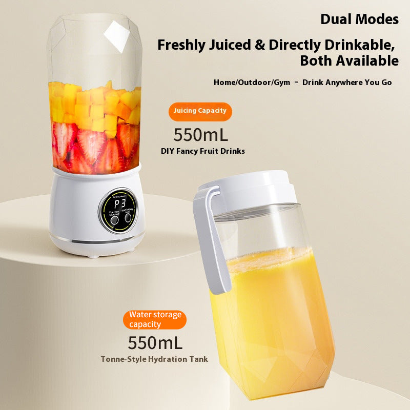 Portable Rechargeable Blender Cup - 550mL, 10-Blade Ice Crusher, Cordless Juicer with Travel Lid for Home/Outdoor/Gym