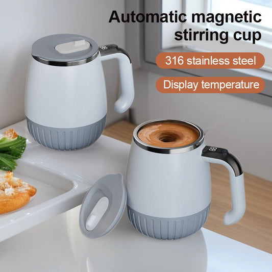 Automatic Magnetic Stirring Coffee Mug with Temperature Display - 316 Stainless Steel Self Stirring Mug - MeeToYo Home Appliance Factory Shop
