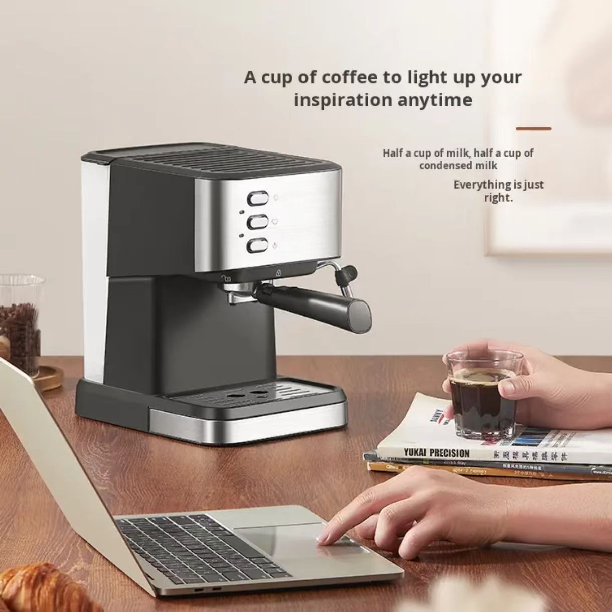 110V Expresso Coffee Maker 1.5L Cappuccino Machine 20bar Italian Espresso Coffee Maker with Steam